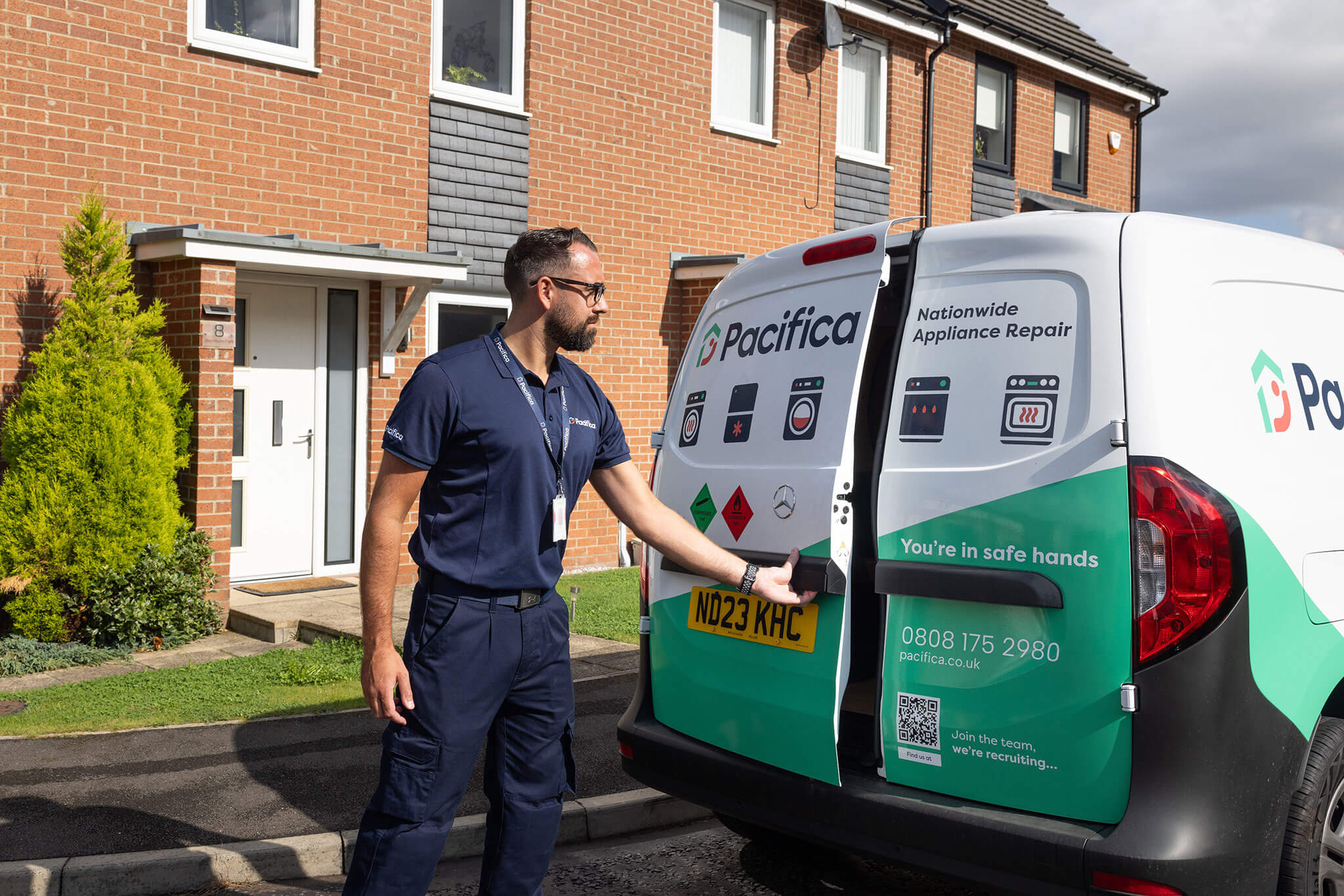 Pacifica engineer arriving at home for appliance repair call-out in van